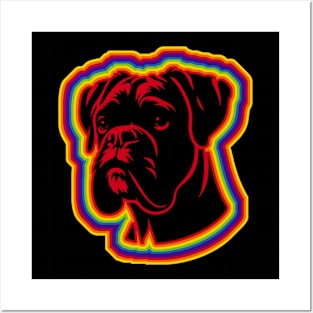 LGBTQ+ rainbow Boxer dog silhouette Posters and Art